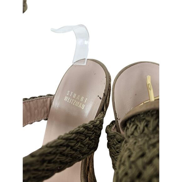 Stuart Weitzman 8 Espadrille Sandal Ankle Strap Coastal Boho Braided straw - Picture 5 of 6